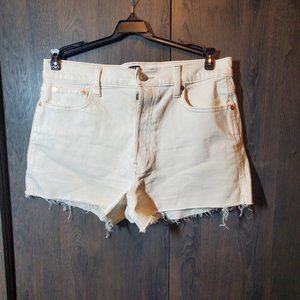 GAP off white distressed 3" high rise cheeky shorts size 10 button fly NWOT